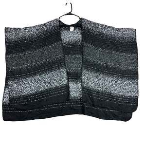 Woolrich Women Sweater Black Gray Open Poncho 100% Polyester One Size